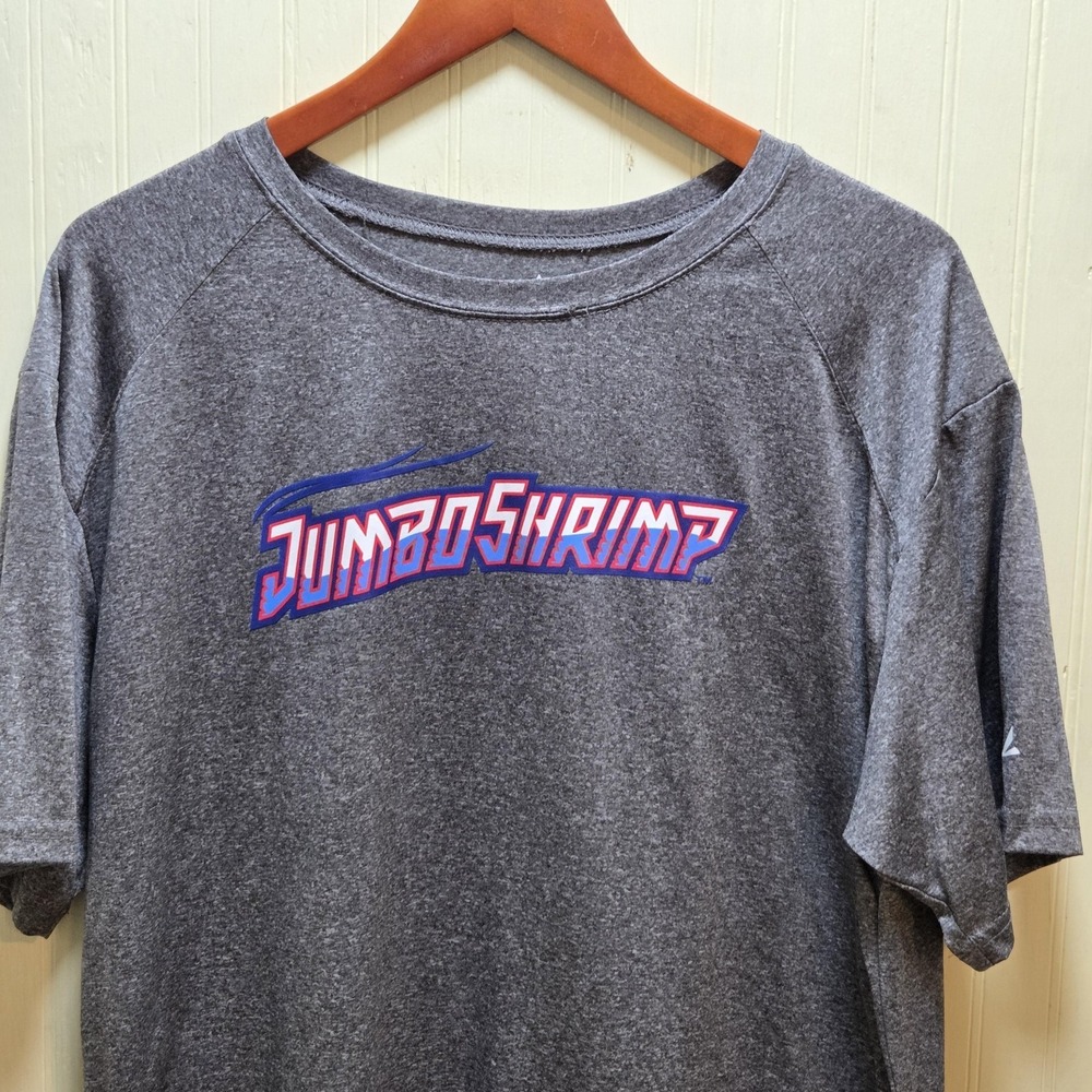 Jacksonville Jumbo Shrimp Shirt Mens Large Gray MILB Baseball BSN Sports 52